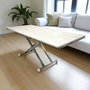Hanah Home Mesa de Comedor Extensible Yan - Travertino, Cromo